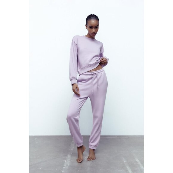 NWT Zara “light mauve” lavender trackpants, M - Picture 1 of 10